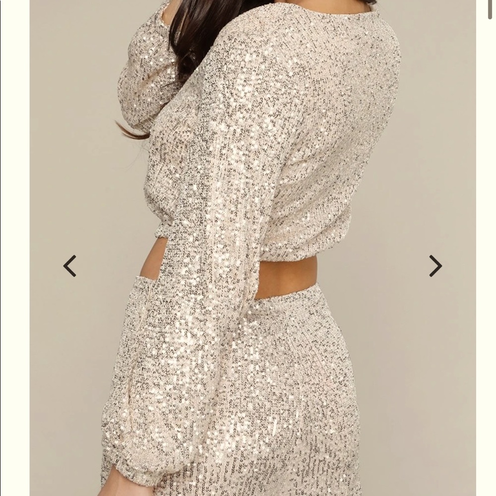 Champagne Sequin Long Sleeve Top - Picture 4 of 8